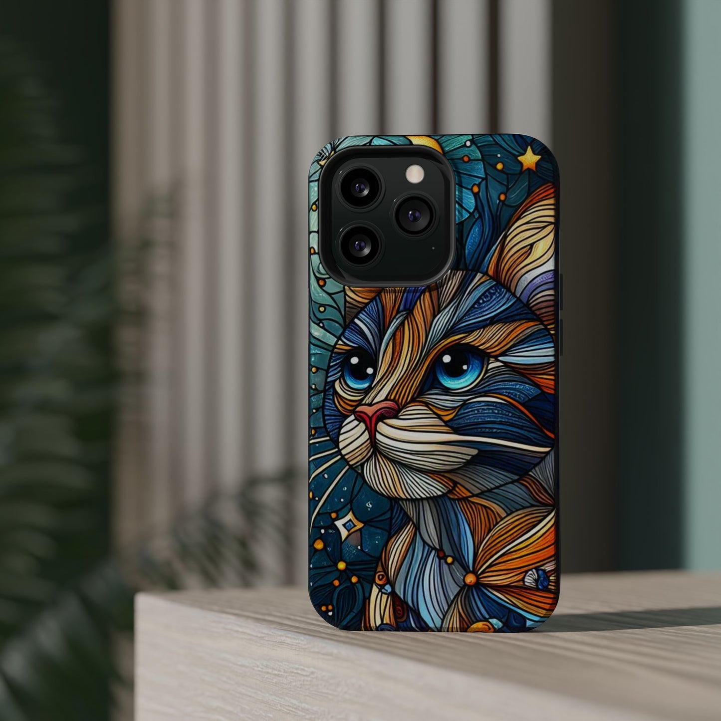 Cat-Stained Glass Magnetic Tough Cases