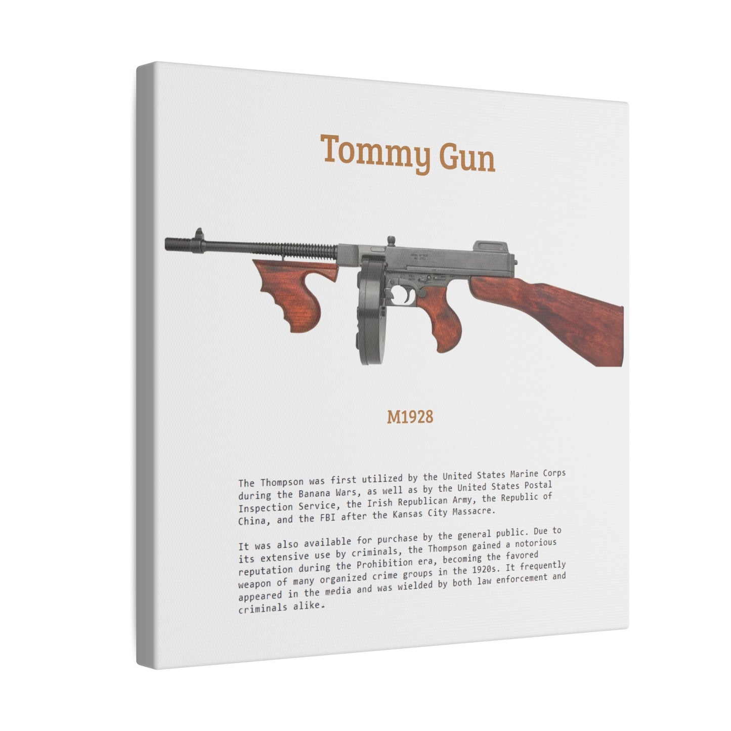 Thompson submachine gun TOMMY GUN M1928 Matte Canvas, Stretched, 0.75" (Multi-Size)