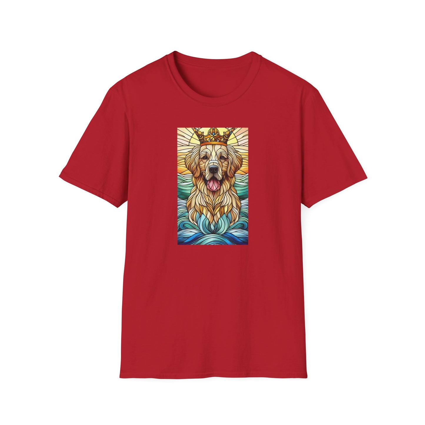 Golden Retriever Animal Stained Glass Design Unisex Softstyle T-Shirt