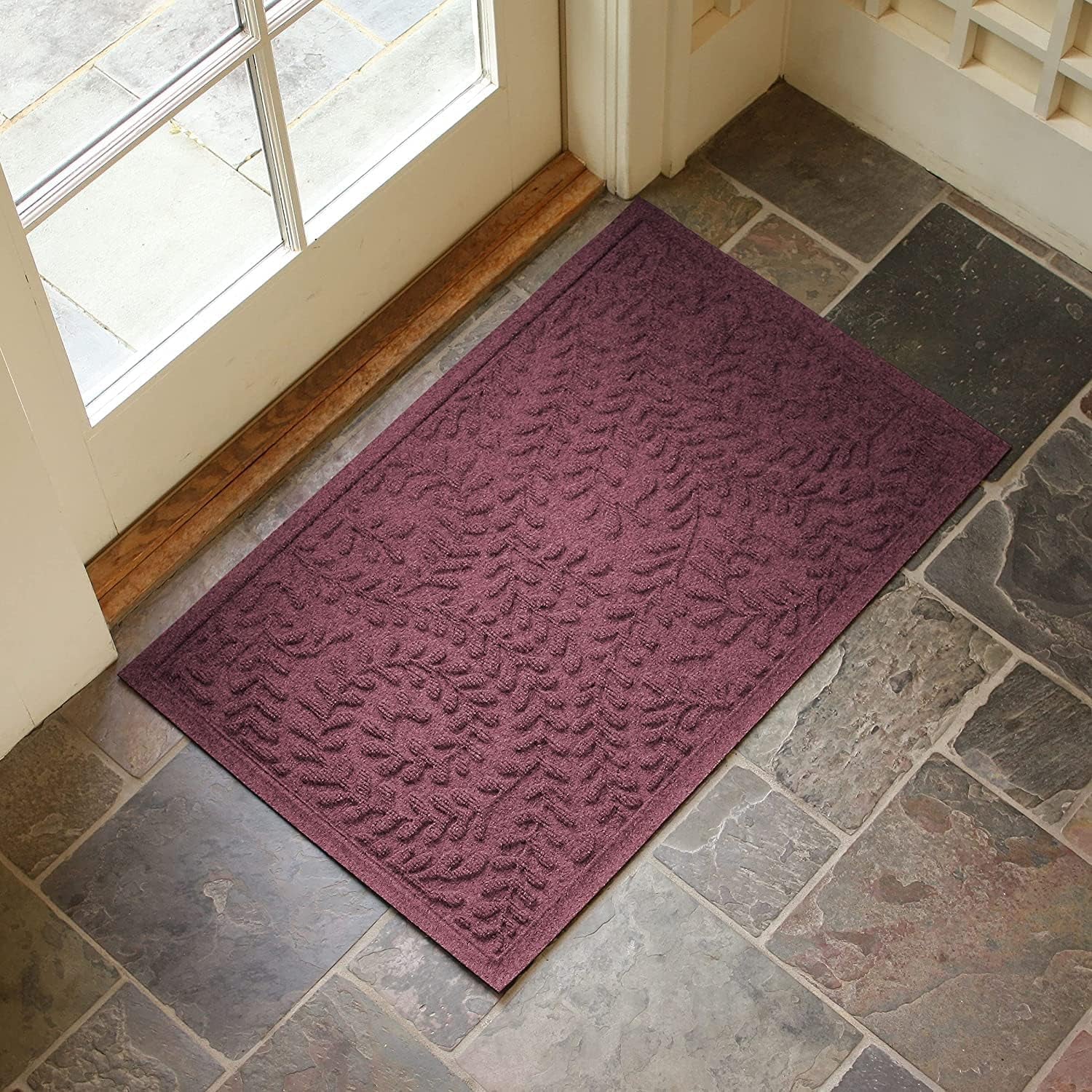 Waterhog Door Mat, 2' X 3' Made in USA, Durable and Decorative Floor Covering, Skid Resistant, Indoor/Outdoor, Water-Trapping, Boxwood Collection, Bordeaux