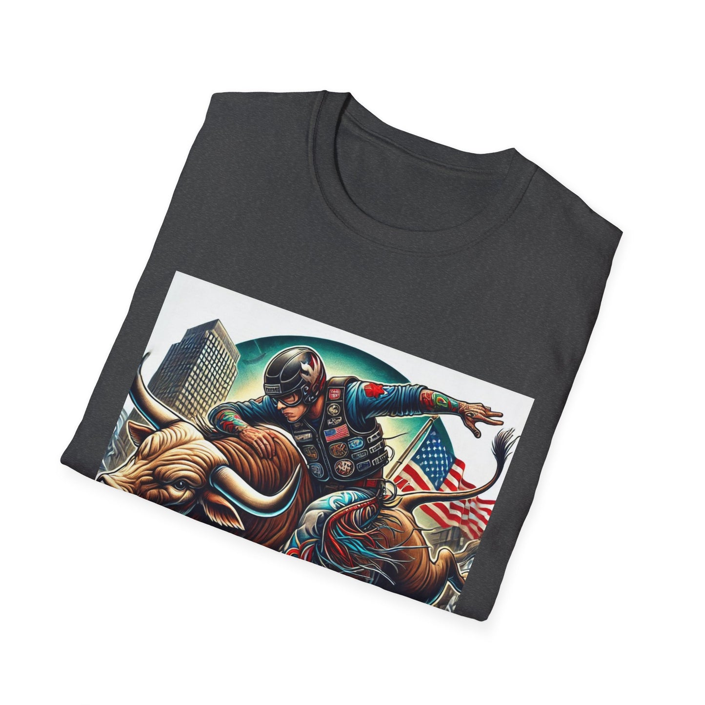 Professional Bull Riders 3D tattoo image featuring Albany City in New York State Unisex Softstyle T-Shirt