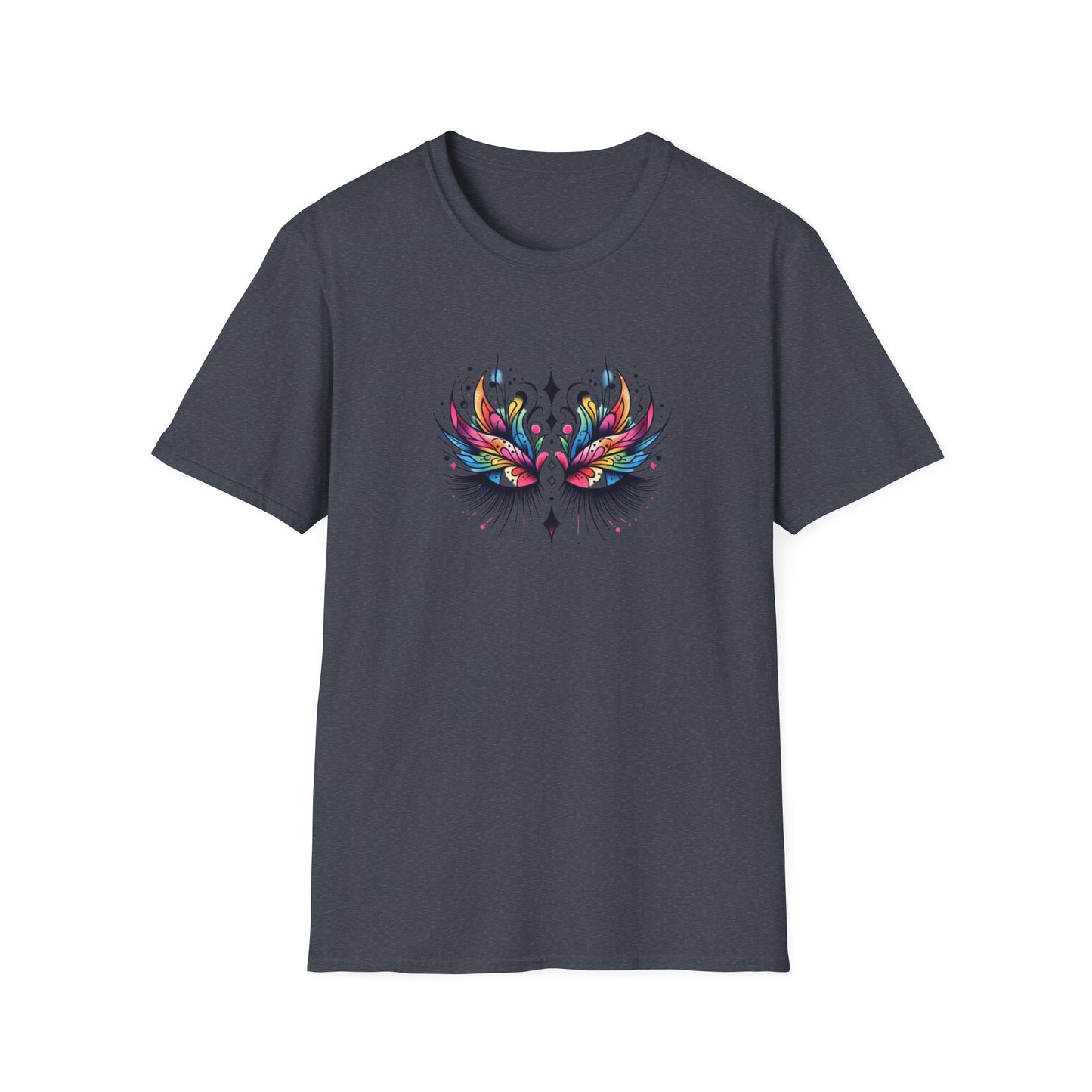 Colorful Boho LASHES Peacock Unisex Softstyle T-Shirt