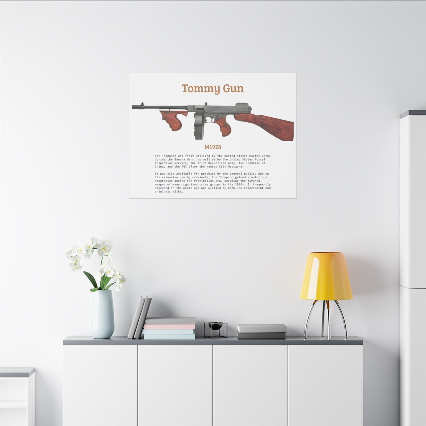 Thompson submachine gun TOMMY GUN M1928 Matte Canvas, Stretched, 0.75" (Multi-Size)