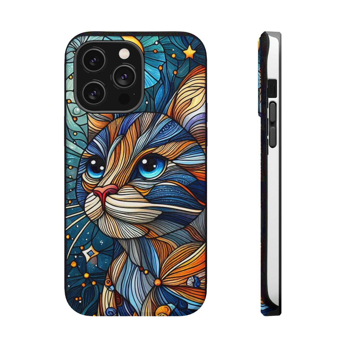 Cat-Stained Glass Magnetic Tough Cases