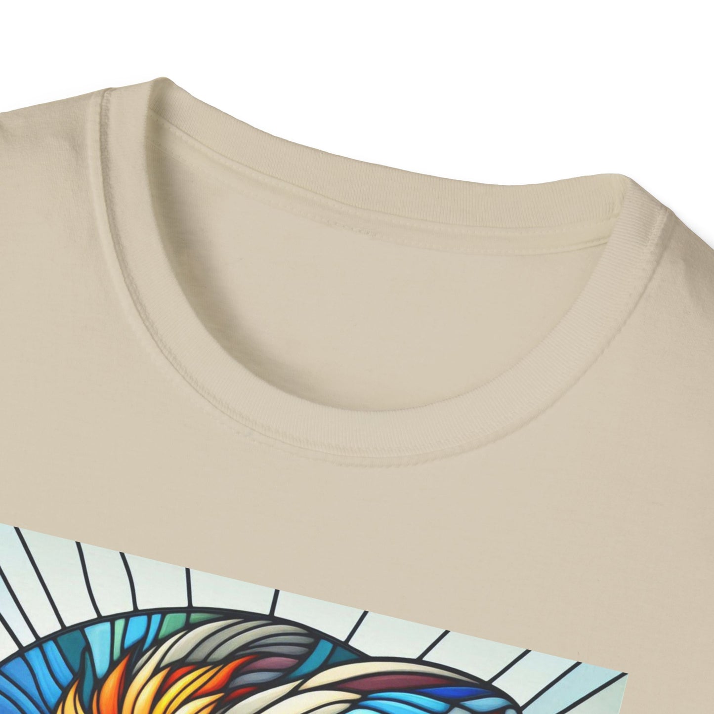 Lionhead Rabbit Animal Stained Glass Design Unisex Softstyle T-Shirt