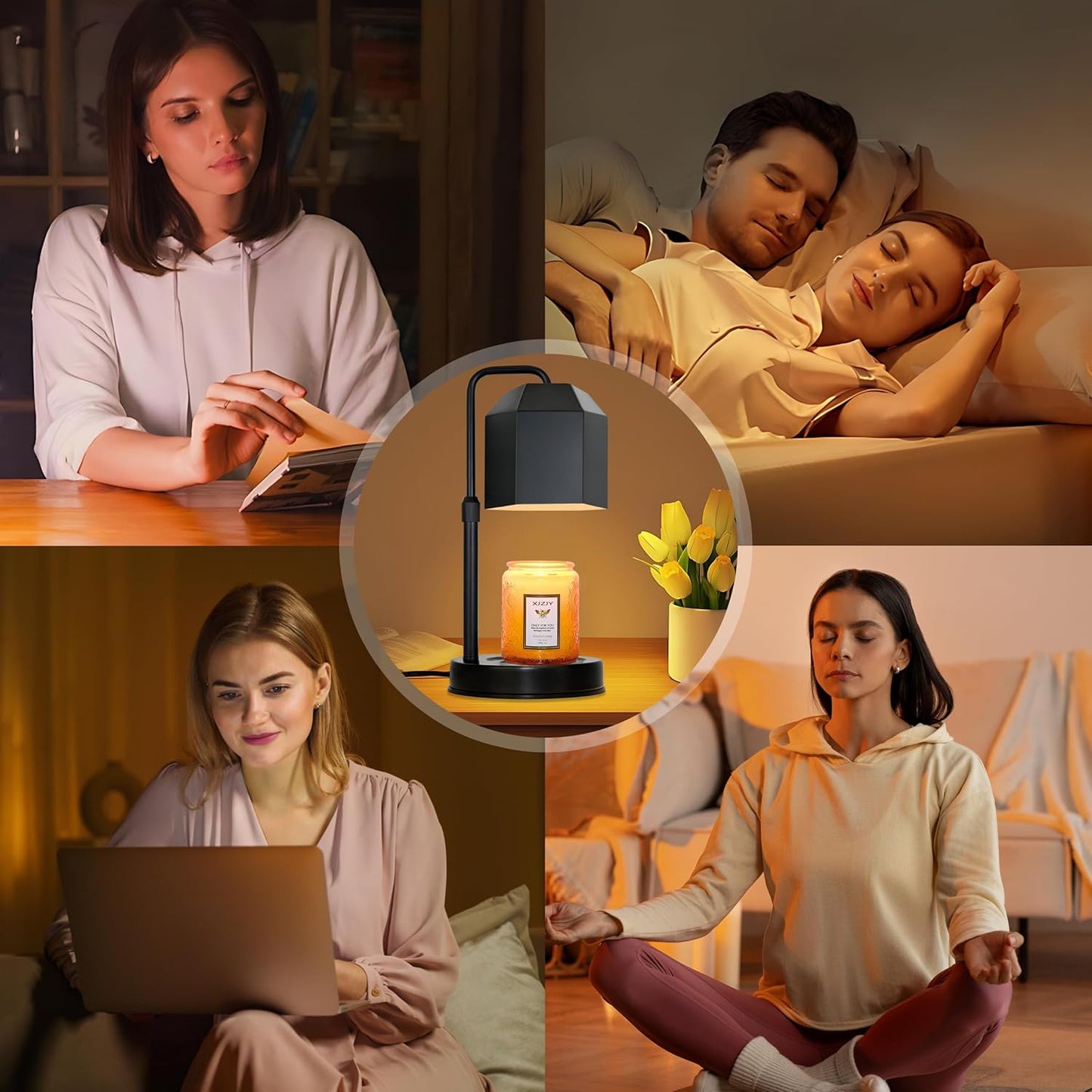 Candle Warmer Lamp with Timer Dimmer,Adjustable Height Candle Warmer, Candle Lamp for Scented Wax Jar Candles,Mothers Day Gifts for Women,House Warming Gifts for New Home Bedroom Decor,Black