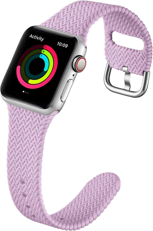 Compatible with Apple Watch Band 38Mm Women Men Series 6, Comfortable Flexible Textured Weave Pattern Sport Wristband for Apple Watch SE 40Mm Series 6 5 4 3 2 1, Lavender