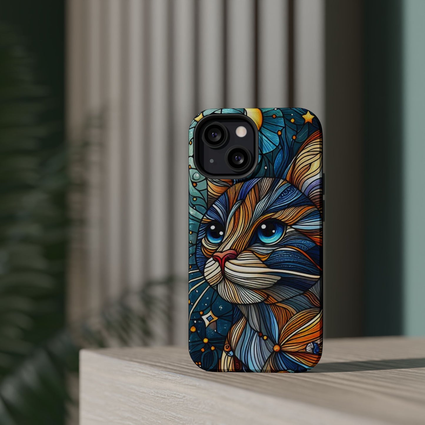 Cat-Stained Glass Magnetic Tough Cases