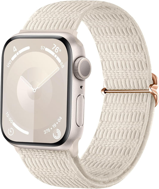 Braided Solo Loop Compatible with Apple Watch Bands 40Mm 41Mm 38Mm 42Mm 44Mm 45Mm 49Mm for Women Men, Stretchy Soft Nylon Adjustable Sport Strap for Iwatch Bands Series 9 8 7 6 5 4 3 SE Ultra 2