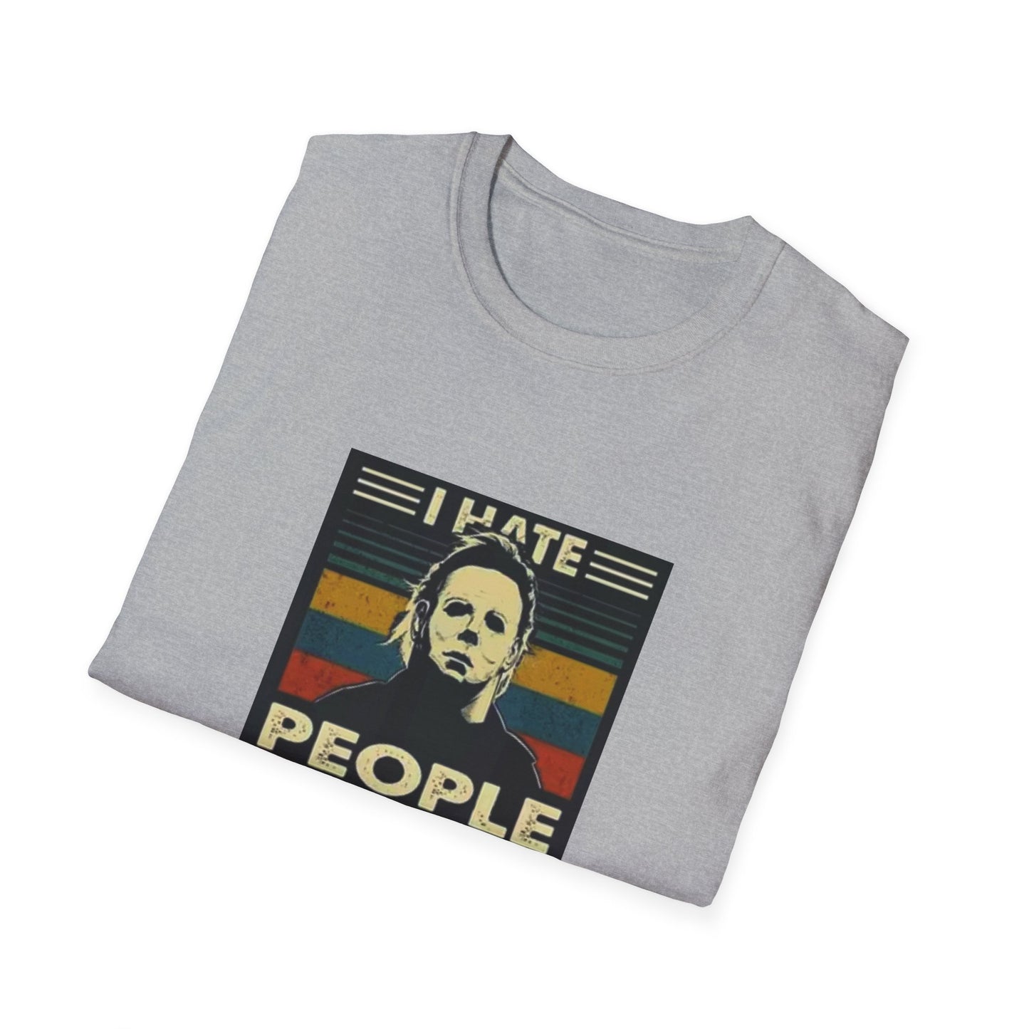 Tees Michael Myers I Hate People Vintage Print Short-Sleeved Tee Men'S Black T Shirt Unisex Softstyle T-Shirt
