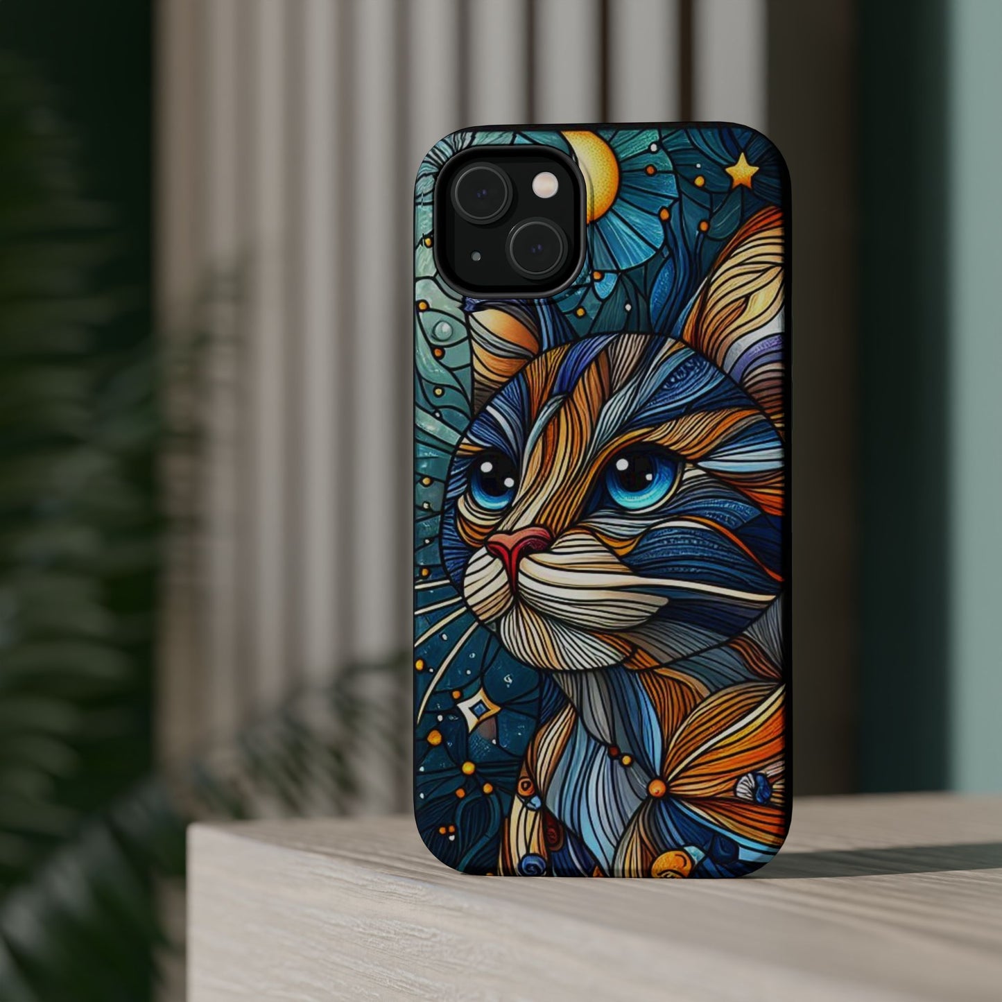 Cat-Stained Glass Magnetic Tough Cases