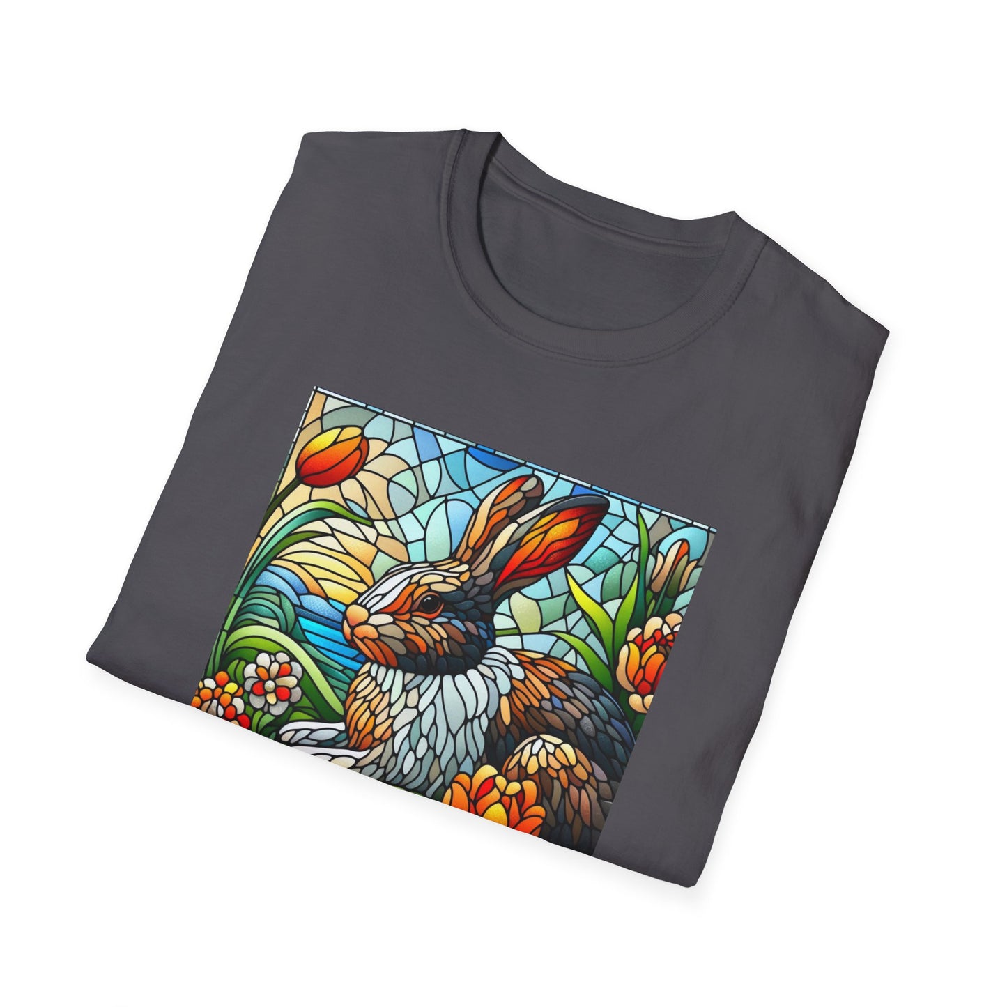 Dutch Rabbit Animal Stained Glass DesignUnisex Softstyle T-Shirt