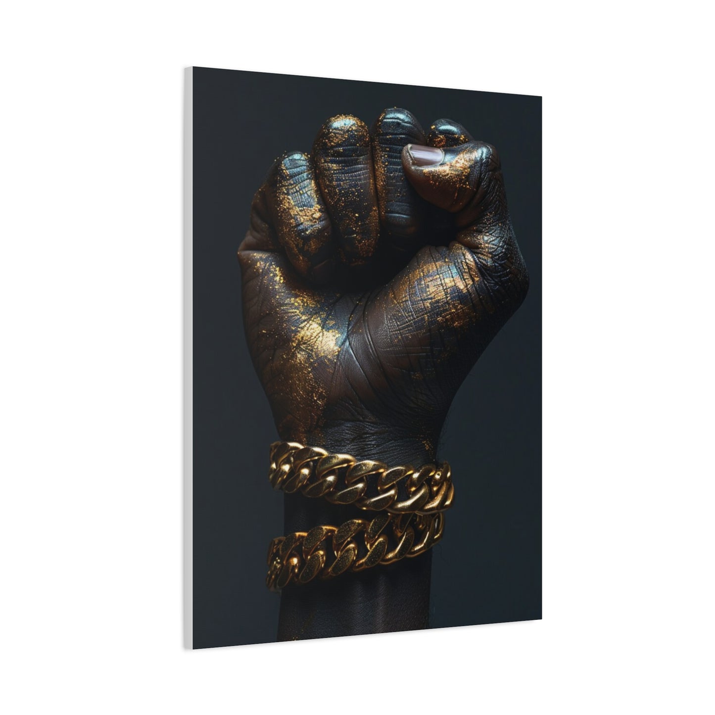 Black And Gold Power Black Man Fist Matte Canvas, Stretched, 1.25"