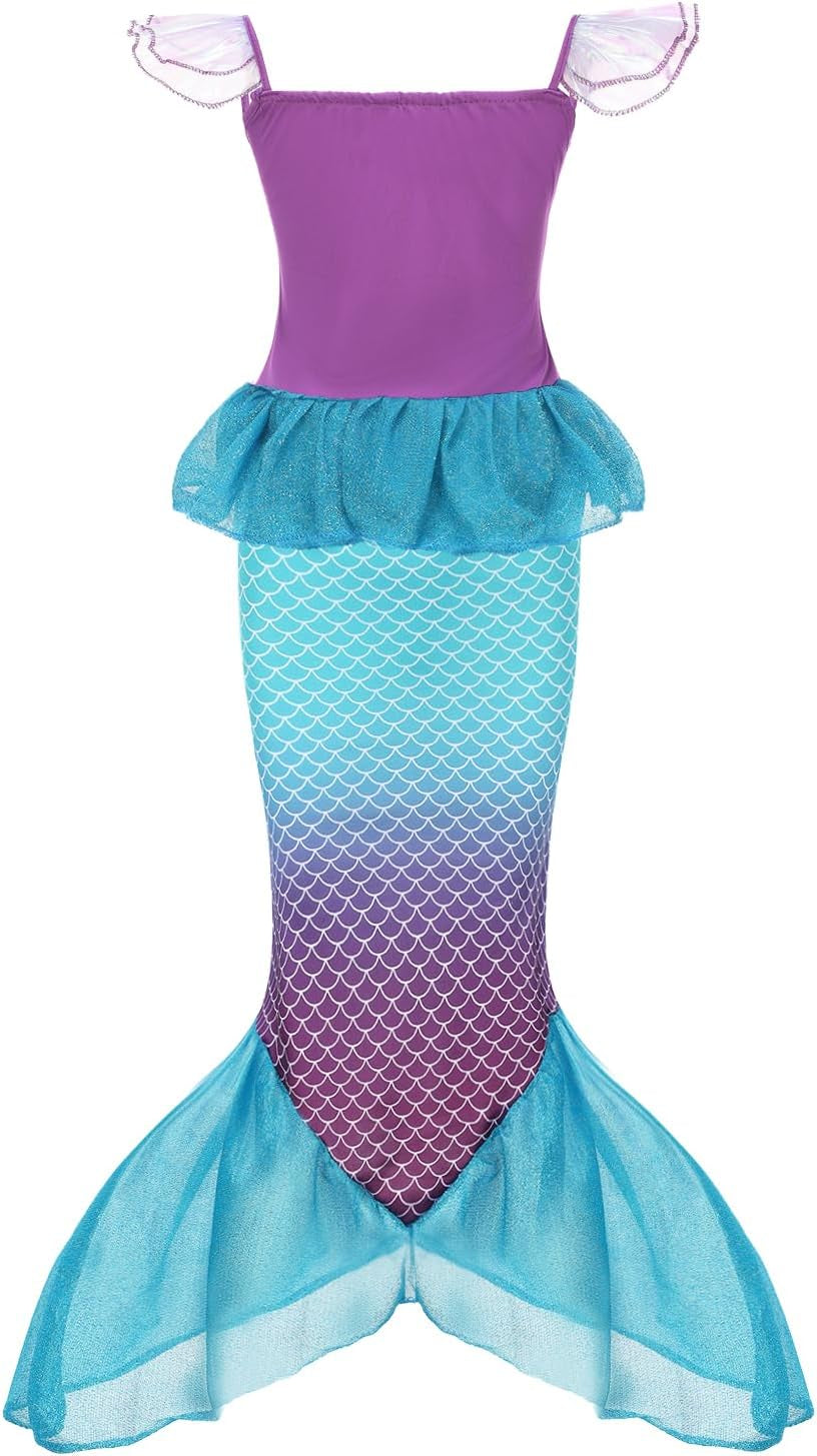 Mermaid Costume Dress Girls Kids Ariel Princess Dress Halloween Costumes Cosplay Birthday Pary