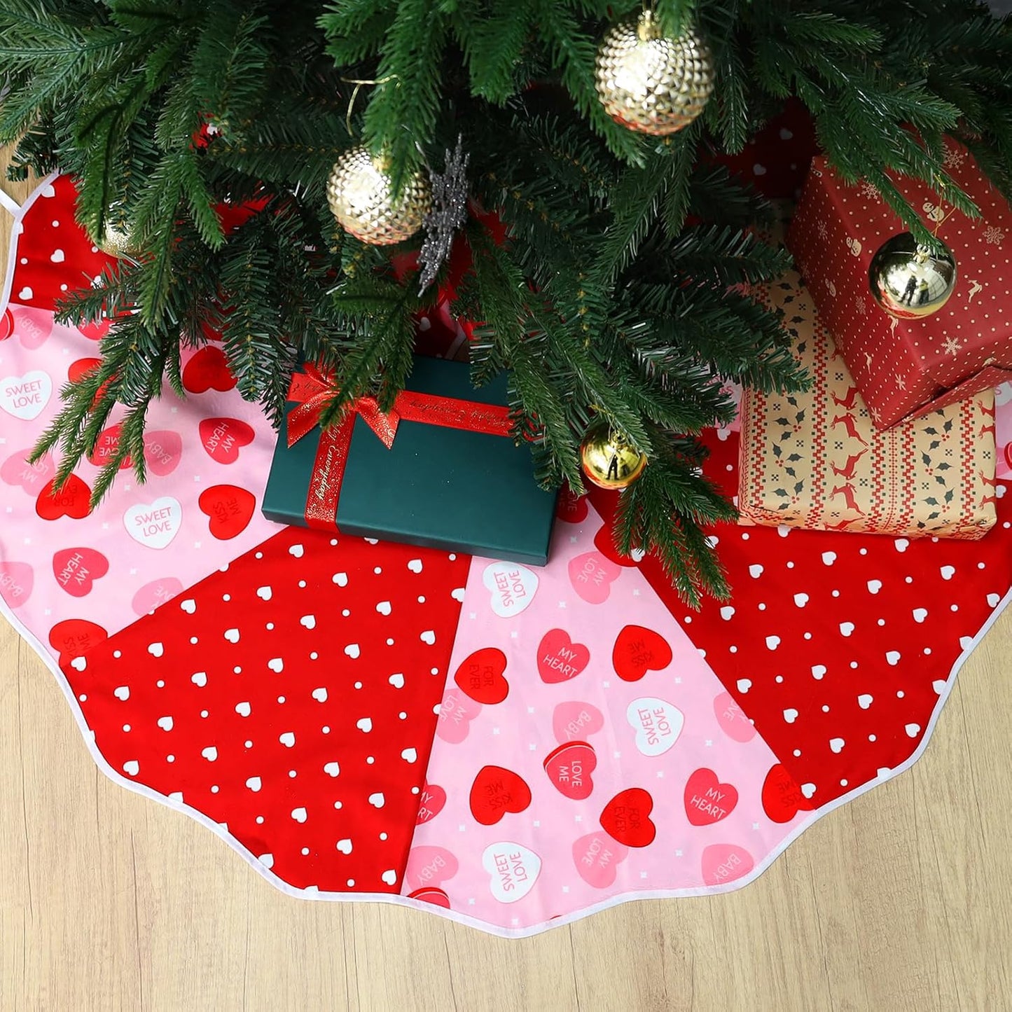 36In Valentine'S Day Tree Skirt Double Sided St. Patrick'S Day Tree Skirt Decorations,Reversible Holiday Tree Mat Party Supplies for Tabletop Trees Decoration