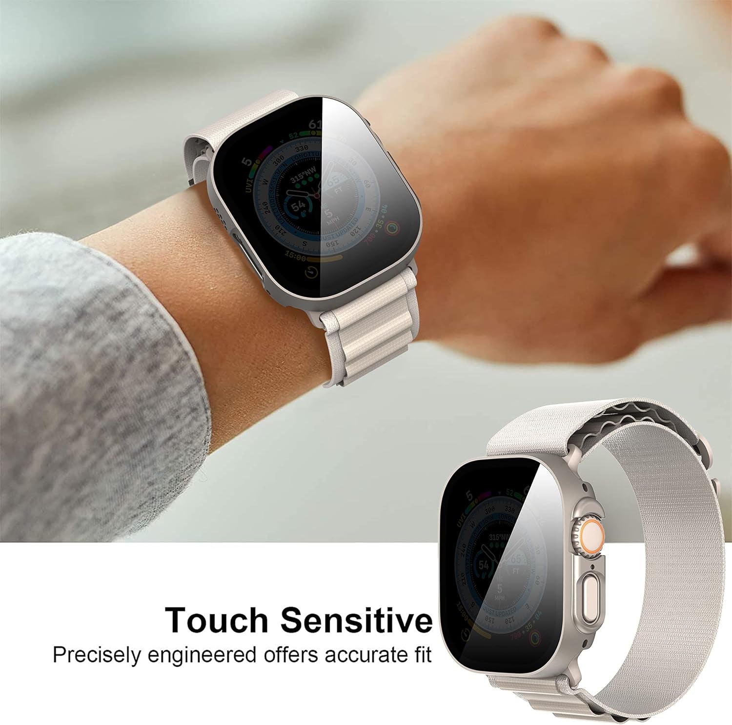 3-Pack for Apple Watch Ultra/Ultra 2 49Mm Privacy Screen Protector Case,[Anti-Peeping] Ultra-Thin Tempered Glass Case Cover for Iwatch Series 8/Iwatch Series 9 Ultra/Ultra 2 49Mm