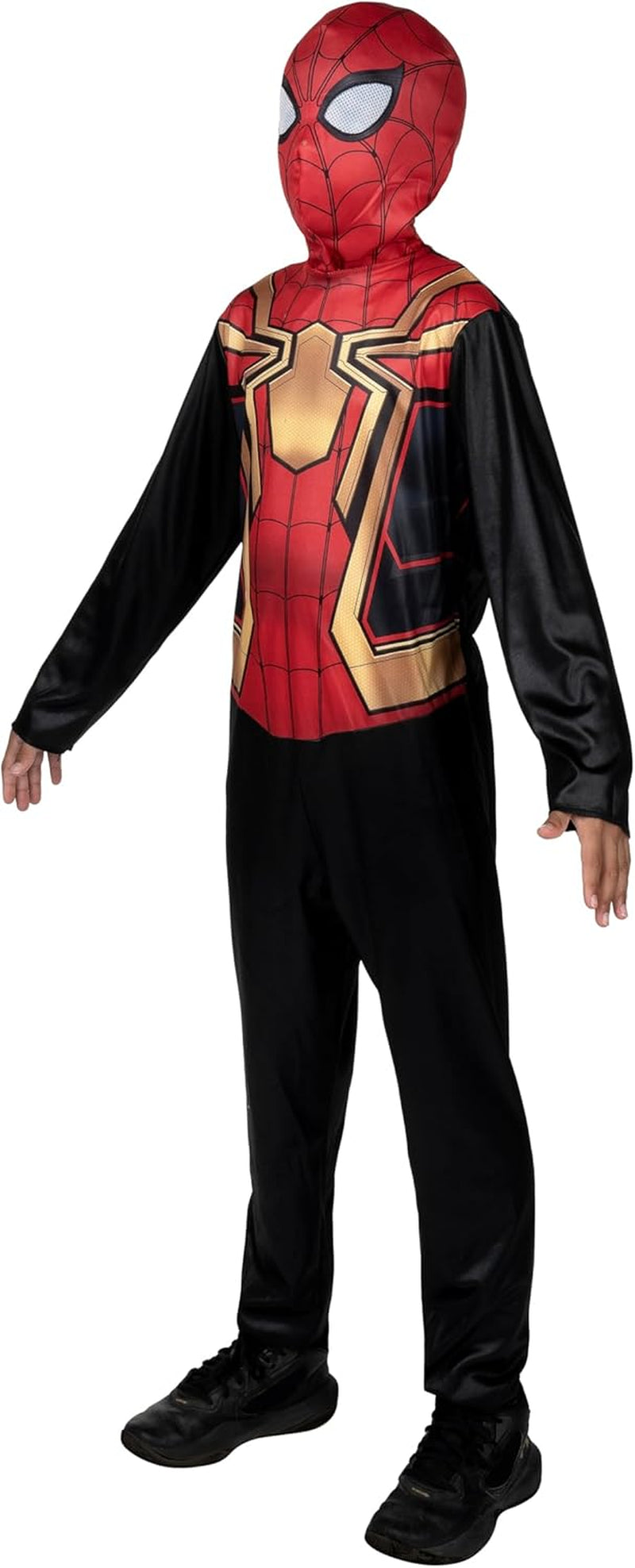 Marvel Integrated Spider-Man Official Youth Halloween Costume - Premium Quality Printed Jumpsuit with Pull on Fabric Mask
