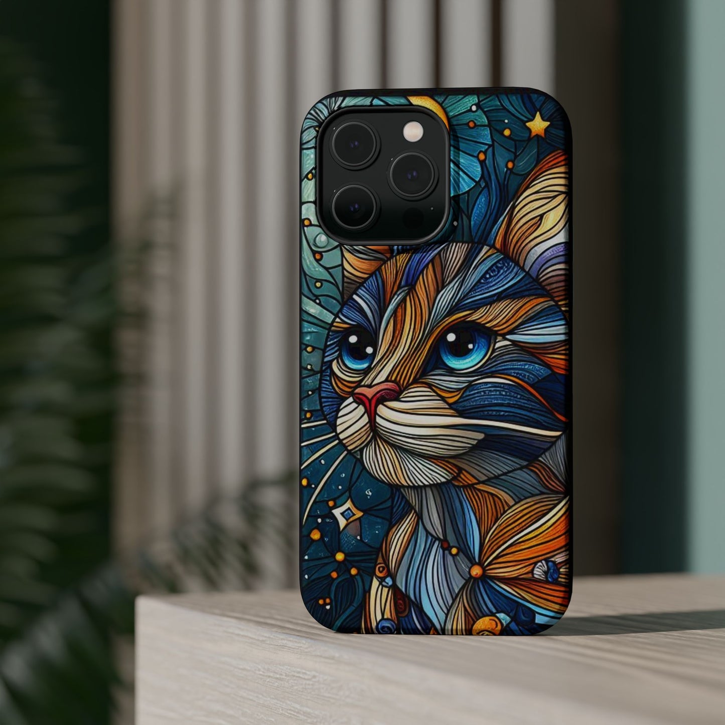 Cat-Stained Glass Magnetic Tough Cases