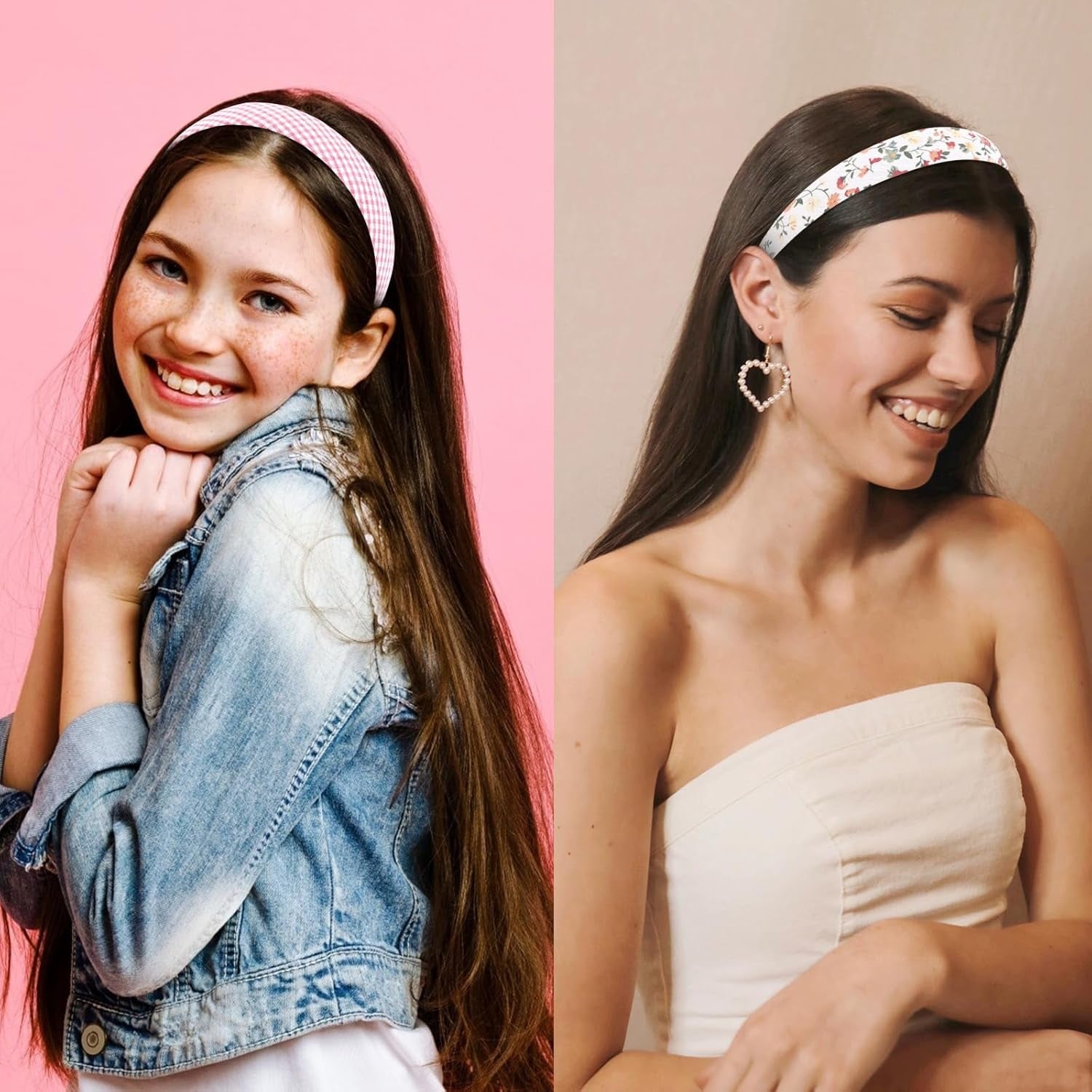 12Pcs Headbands for Women Girls Summer Flower Floral Plain Checked Plaid Printed Headbands Hairbands Y2K Diy Costume Hair Accessories Women Girls Diademas Coreanas Para Mujer Gifts