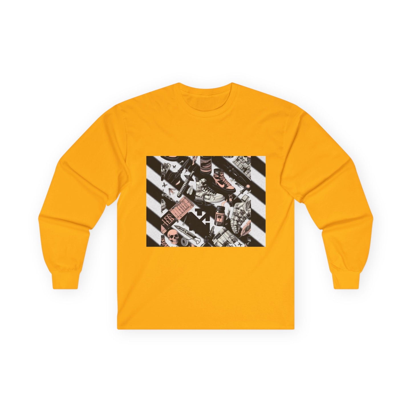 Vintage Off-White Inspired Graphic Long Sleeve Tee