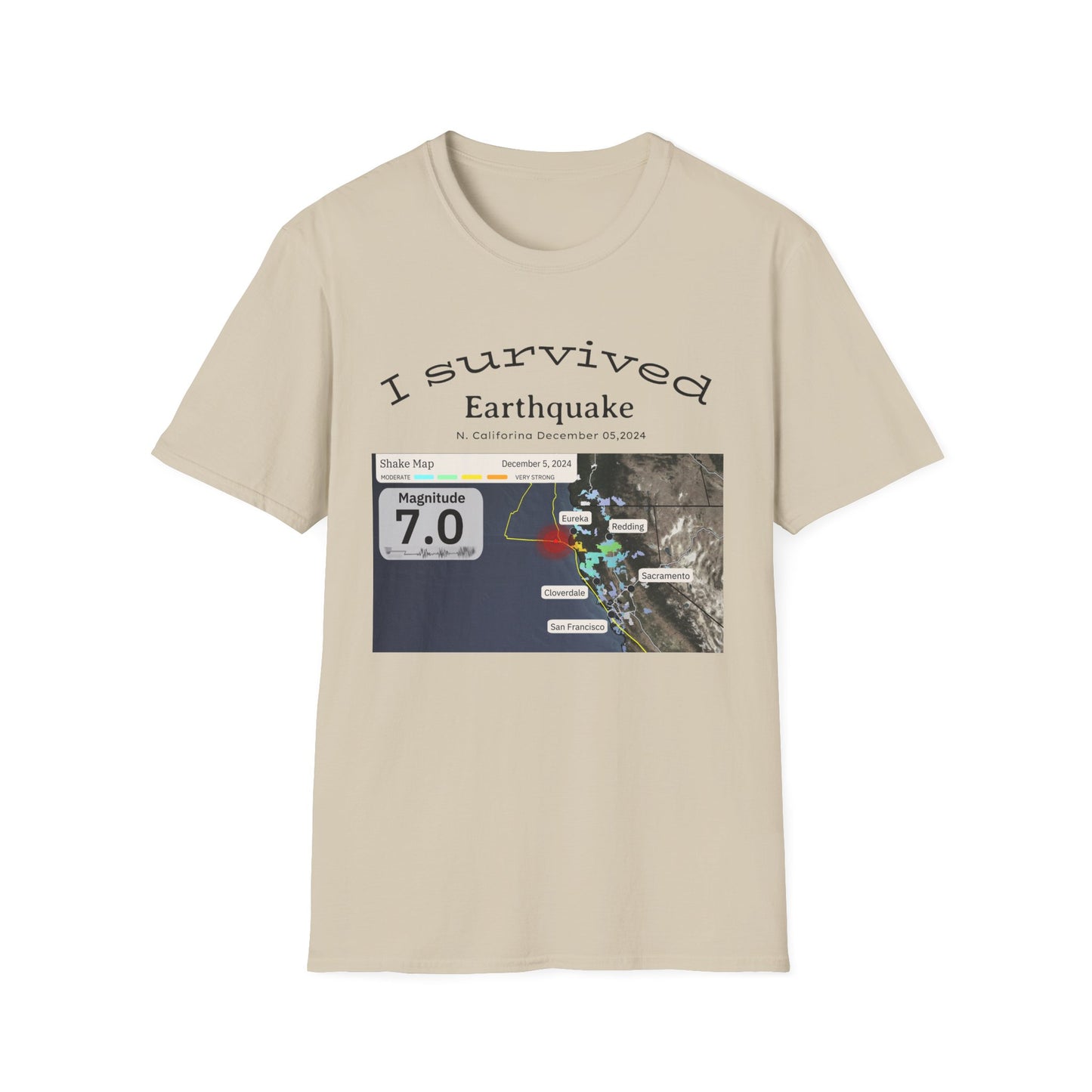 I survived Earthquake N. California December 5, 2024, Unisex Softstyle T-Shirt