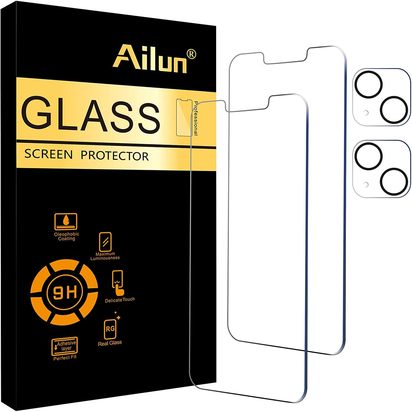 3 Pack Screen Protector for Iphone 16 [6.1 Inch] + 3 Pack Camera Lens Protector with Installation Frame,Case Friendly Tempered Glass Film,[9H Hardness] - HD [6 Pack]
