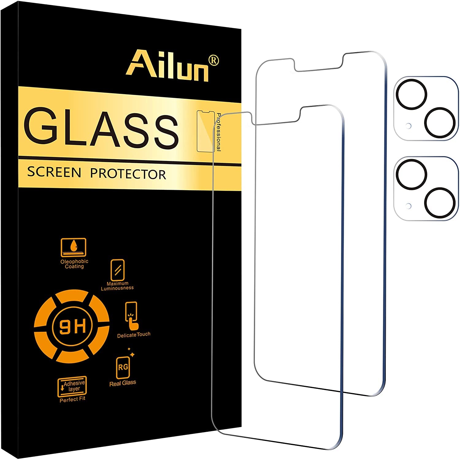 3 Pack Screen Protector for Iphone 16 [6.1 Inch] + 3 Pack Camera Lens Protector with Installation Frame,Case Friendly Tempered Glass Film,[9H Hardness] - HD [6 Pack]