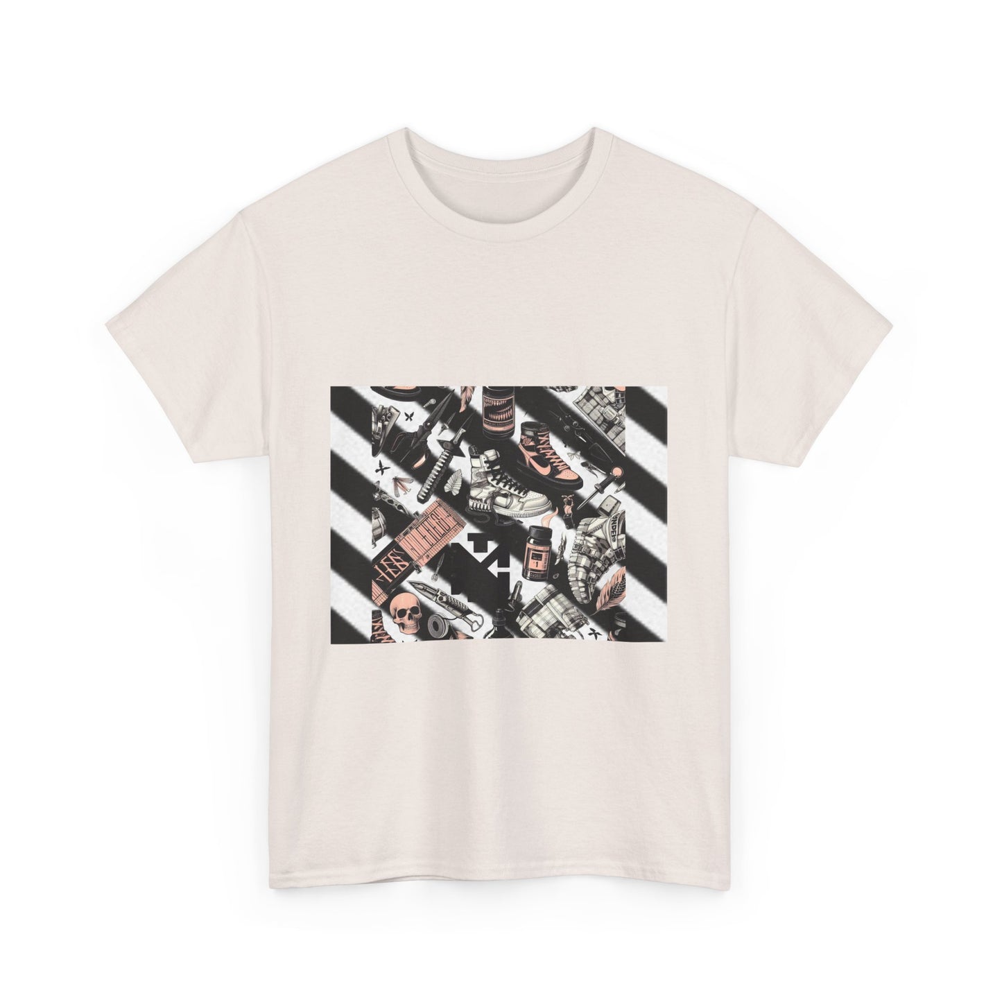 Graphic Unisex Heavy Cotton Tee - Urban Streetwear Vibe Off-White Inspired