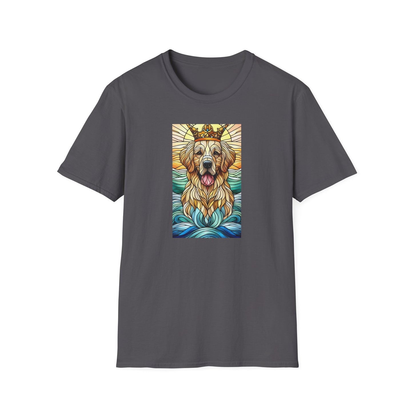 Golden Retriever Animal Stained Glass Design Unisex Softstyle T-Shirt