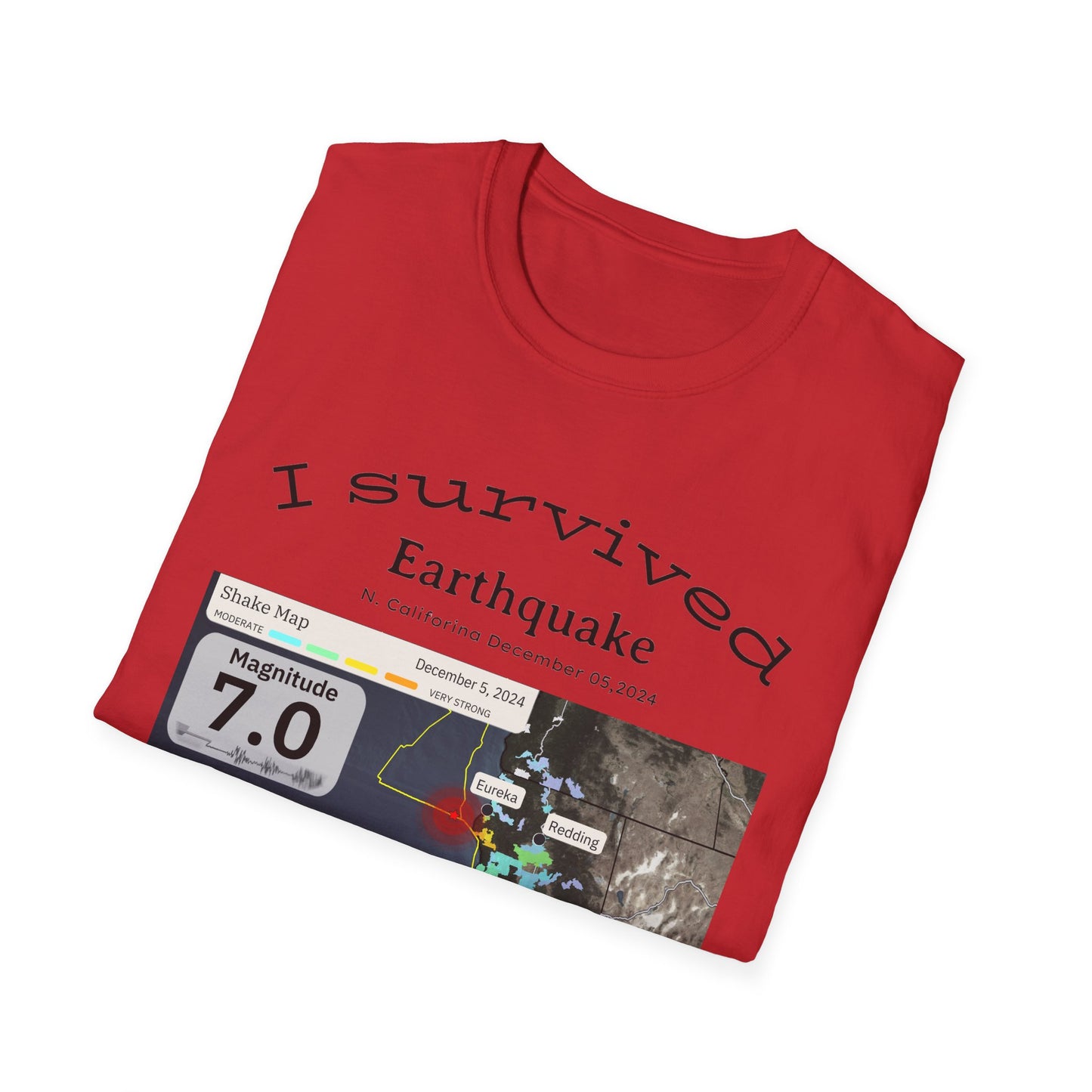 I survived Earthquake N. California December 5, 2024, Unisex Softstyle T-Shirt