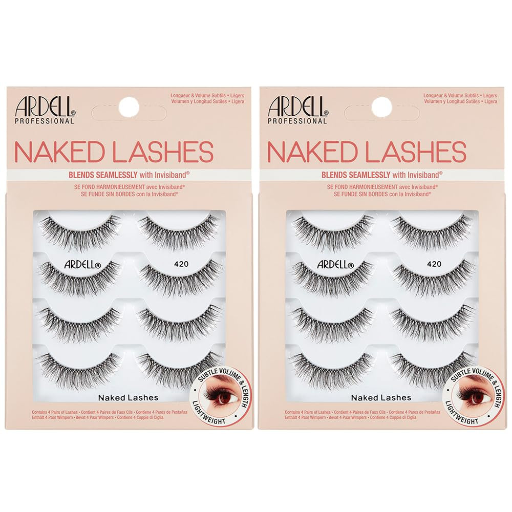 Naked Lashes 420 Multipack, Lightweight Natural Look, Invisiband for Comfort, Perfect for Everyday Wear, 4-Pairs, 1-Pack