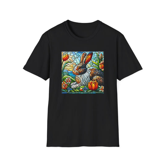 Dutch Rabbit Animal Stained Glass DesignUnisex Softstyle T-Shirt