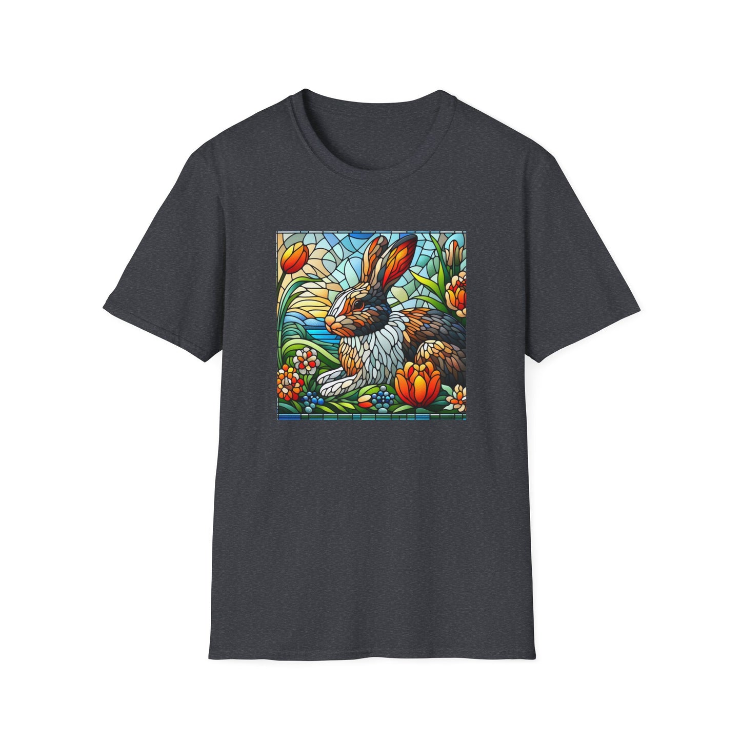 Dutch Rabbit Animal Stained Glass DesignUnisex Softstyle T-Shirt