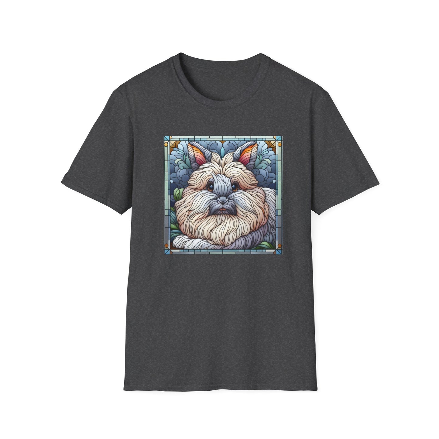 Angora Rabbit Animal Stained Glass Design Unisex Softstyle T-Shirt