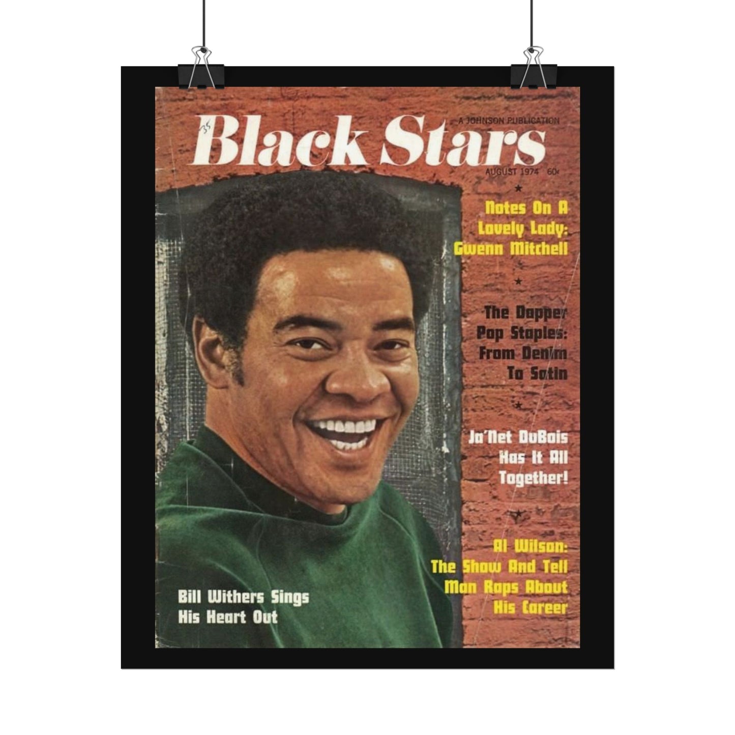 Vintage Music Rolled Posters - Bill Withers, August 1974 Design