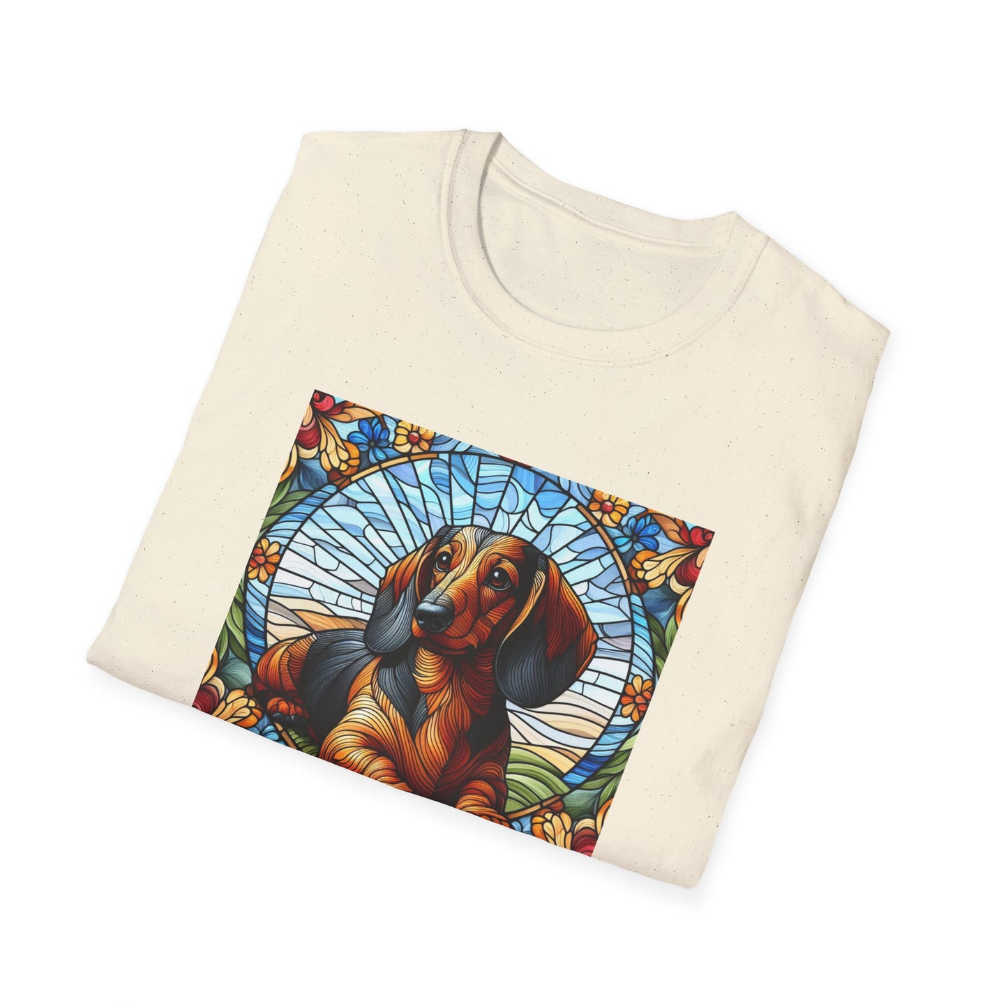 Dachshund Stained Glass Unisex Softstyle T-Shirt