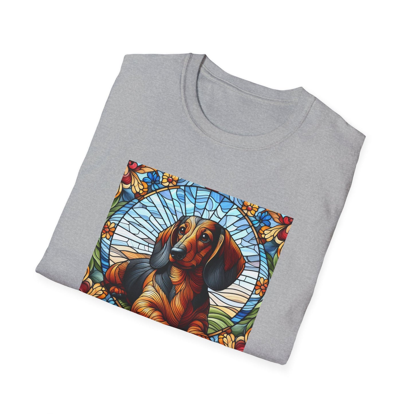 Dachshund Stained Glass Unisex Softstyle T-Shirt