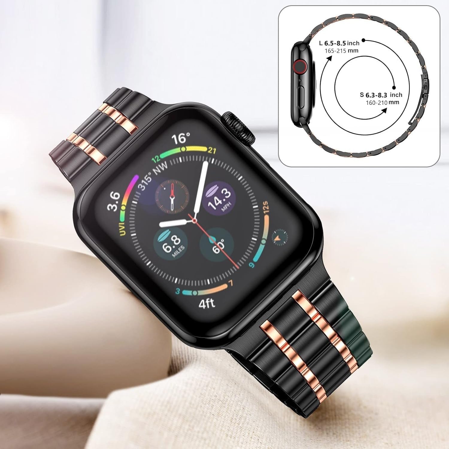 Stainless Steel Bands Compatible with Apple Watch Band 38Mm 40Mm 41Mm 42Mm 44Mm 45Mm Woman Men, Adjustable Metal Replacement Strap for Iwatch Apple Watch Series 9 8 7 6 5 4 3 2 1 SE