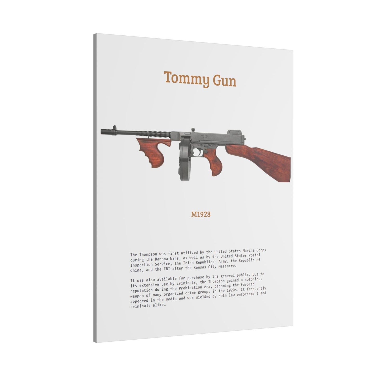Thompson submachine gun TOMMY GUN M1928 Matte Canvas, Stretched, 0.75" (Multi-Size)