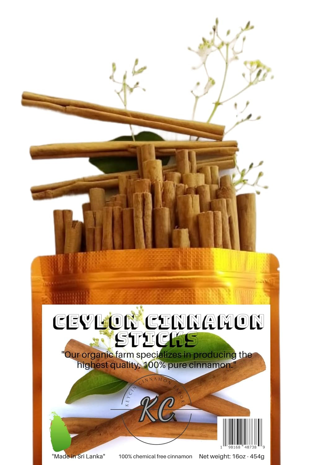 1 Lb of Organic Ceylon Cinnamon Sticks, 7 Inches Long, Chemical-Free, and 100% Natural. These Are Premium Quality True Cinnamon (Cinnamomum Verum) from Sri Lanka. TLBH