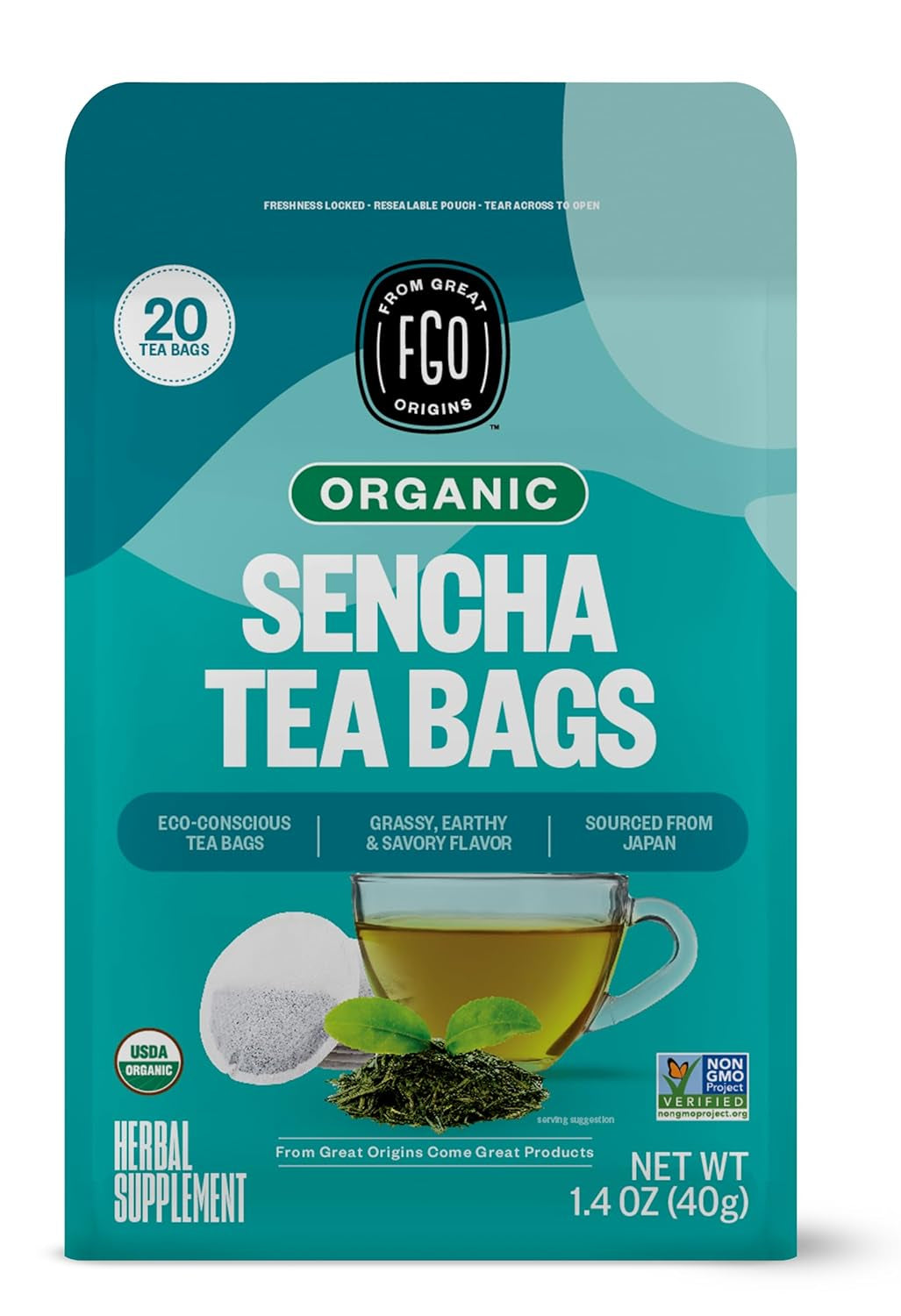 Organic Tulsi Holy Basil Tea, 100 Count, Eco-Conscious Herbal Tea Bags, Resealable Bag, Caffeine Free, Packaging May Vary (Pack of 1) TLBH