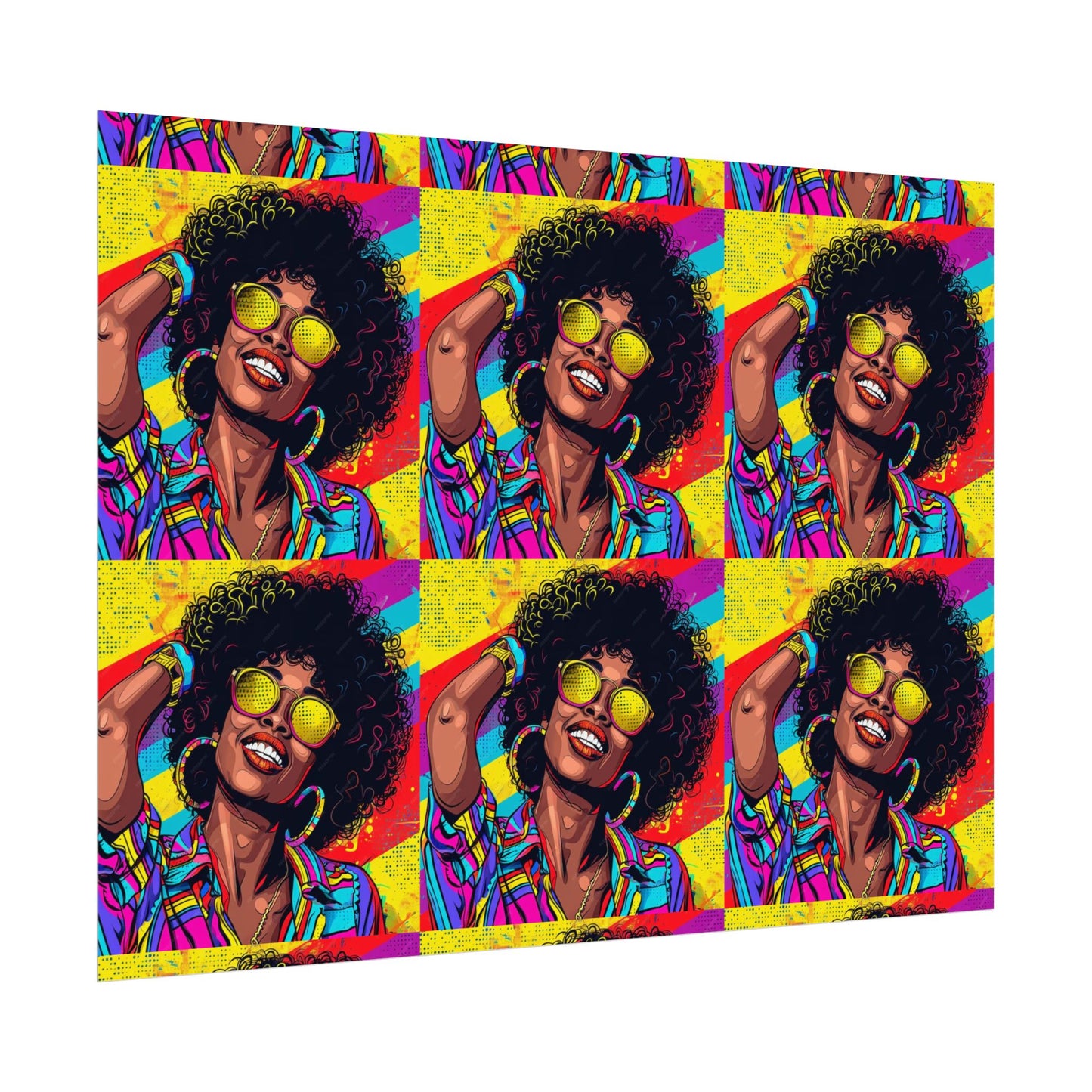 Woman afro hair with braids fat black color drawing Rolled Posters