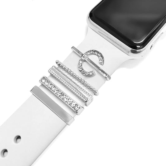 Diamond Decorative Loops Compatible with Apple Watch Silicone Bands 38Mm 40Mm 41Mm 42Mm 44Mm 45Mm 49Mm, Smartwatch Bands Metal Charms Accessories for Iwatch 8 Ultra 7 6 5 4 3 2 1 SE