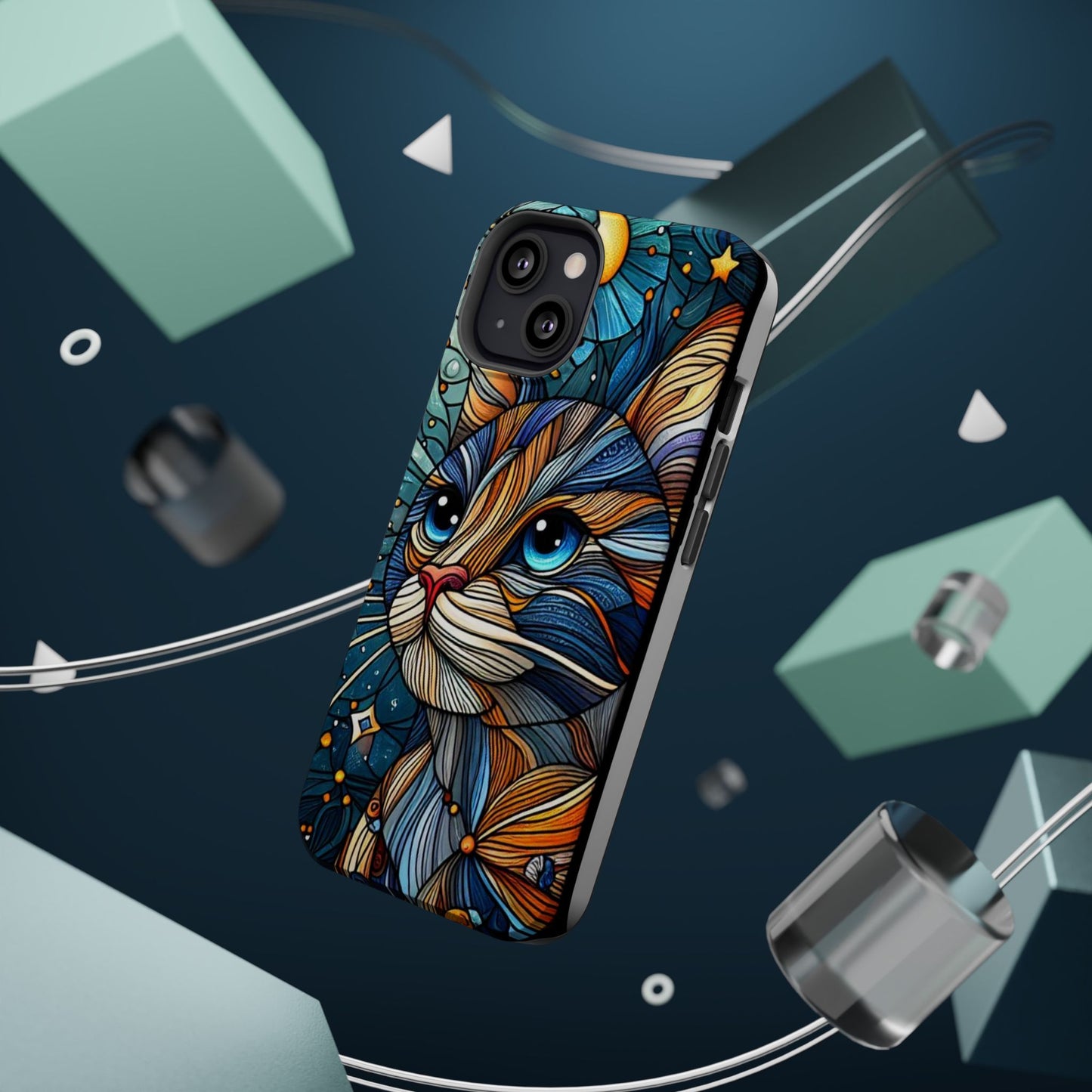 Cat-Stained Glass Magnetic Tough Cases