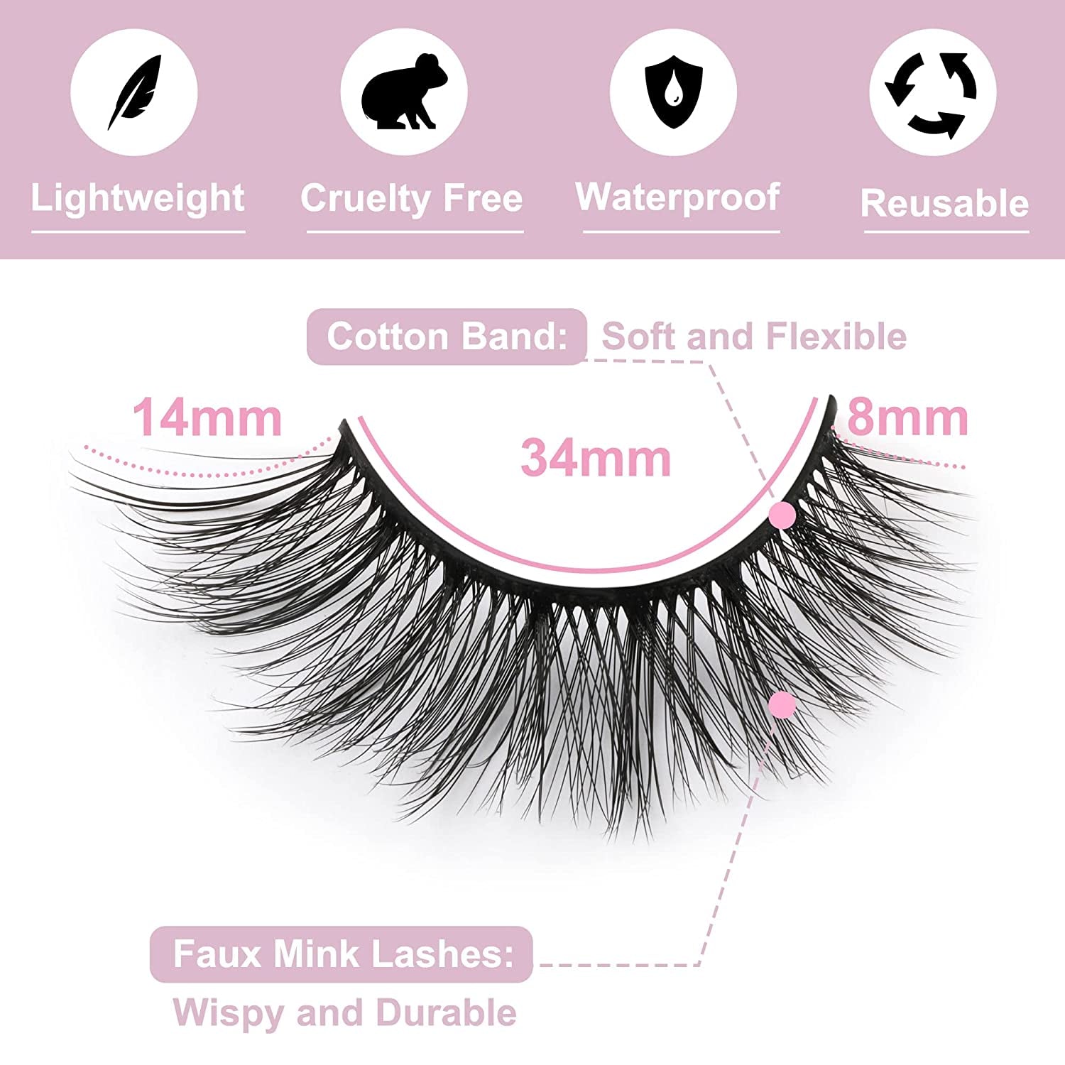 False Eyelashes 14Mm Faux 3D Mink Lashes Natural Look Fluffy Cat Eye Wispy Lashes Pack by , 14 Pairs