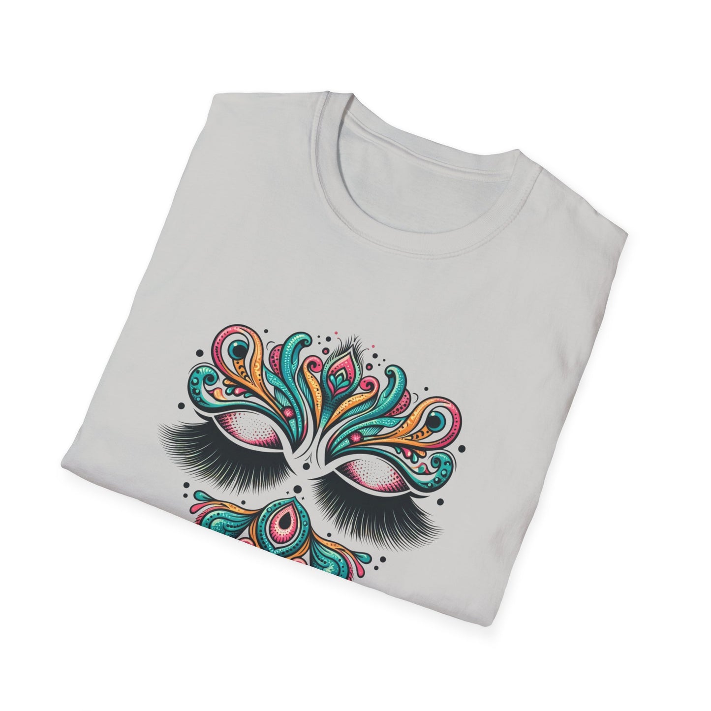 Colorful Mandala Unisex Softstyle T-Shirt – Bohemian LASHES Vibe for Art Lovers