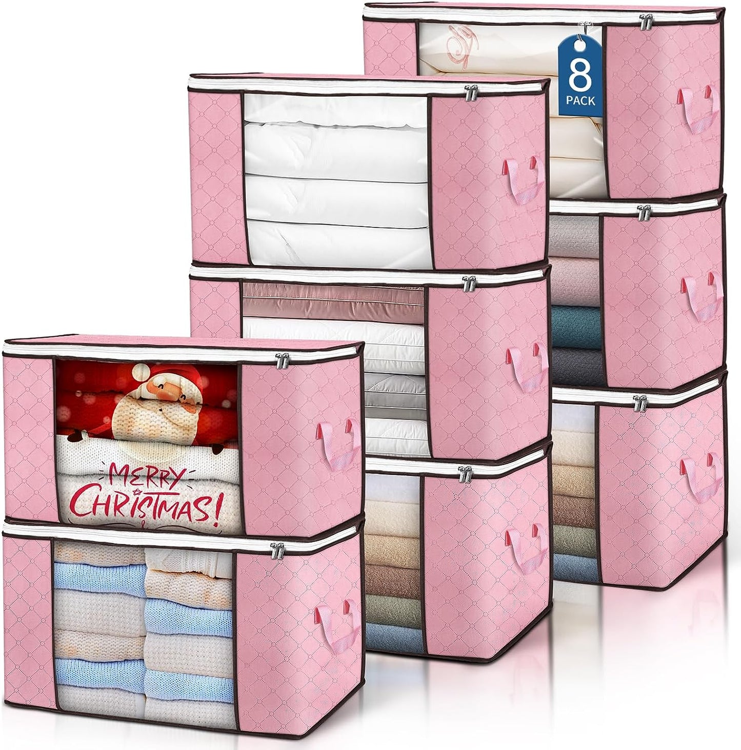 90 L Large Storage Bags, 6 Pack Clothes Storage Bins Foldable Closet Organizers Storage Containers with Reinforced Handle for Clothing, Blanket, Comforters, Bed Sheets, Pillows and Toys (Gray)