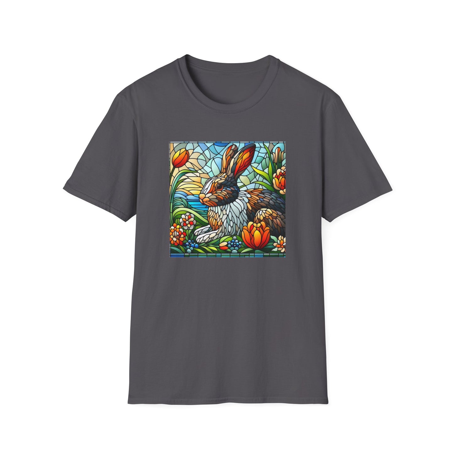 Dutch Rabbit Animal Stained Glass DesignUnisex Softstyle T-Shirt