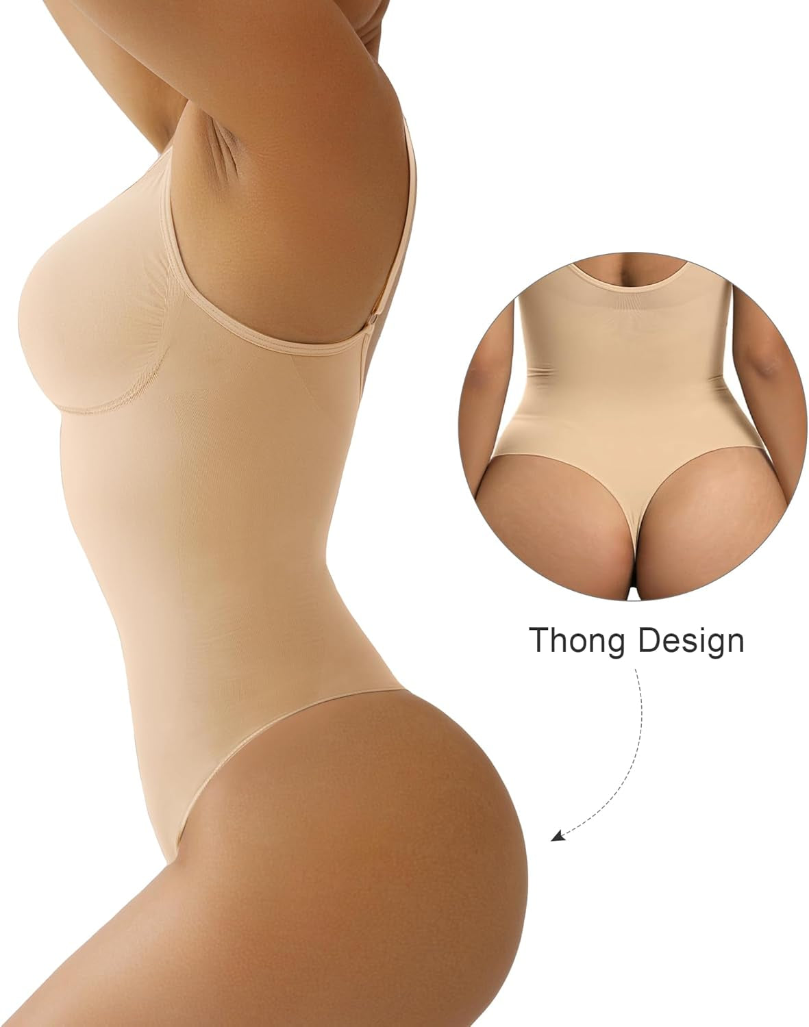 Women'S Shapewear Bodysuit Tummy Control Body Shaper Seamless Sculpting Snatched Waist Body Suit