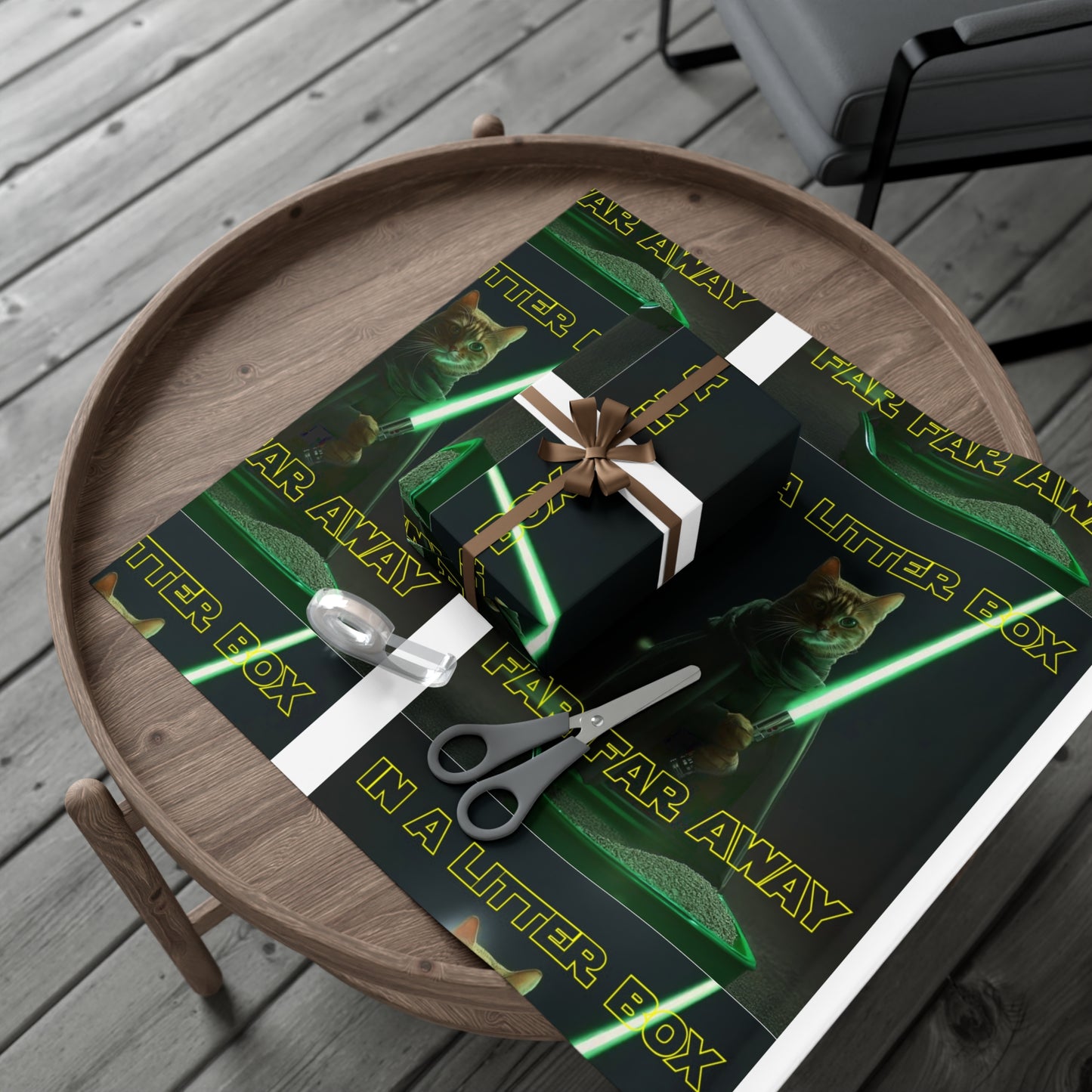 STAR WARS CAT IN A LITTER BOX FAR FAR AWAY Gift Wrap Papers